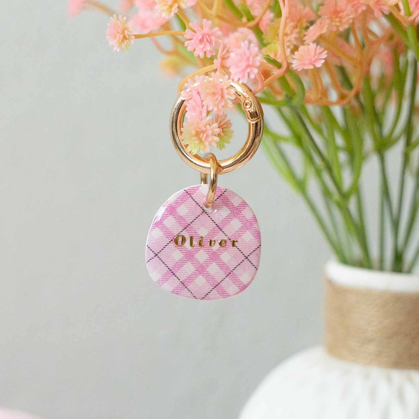 Rosé Plaid Tag